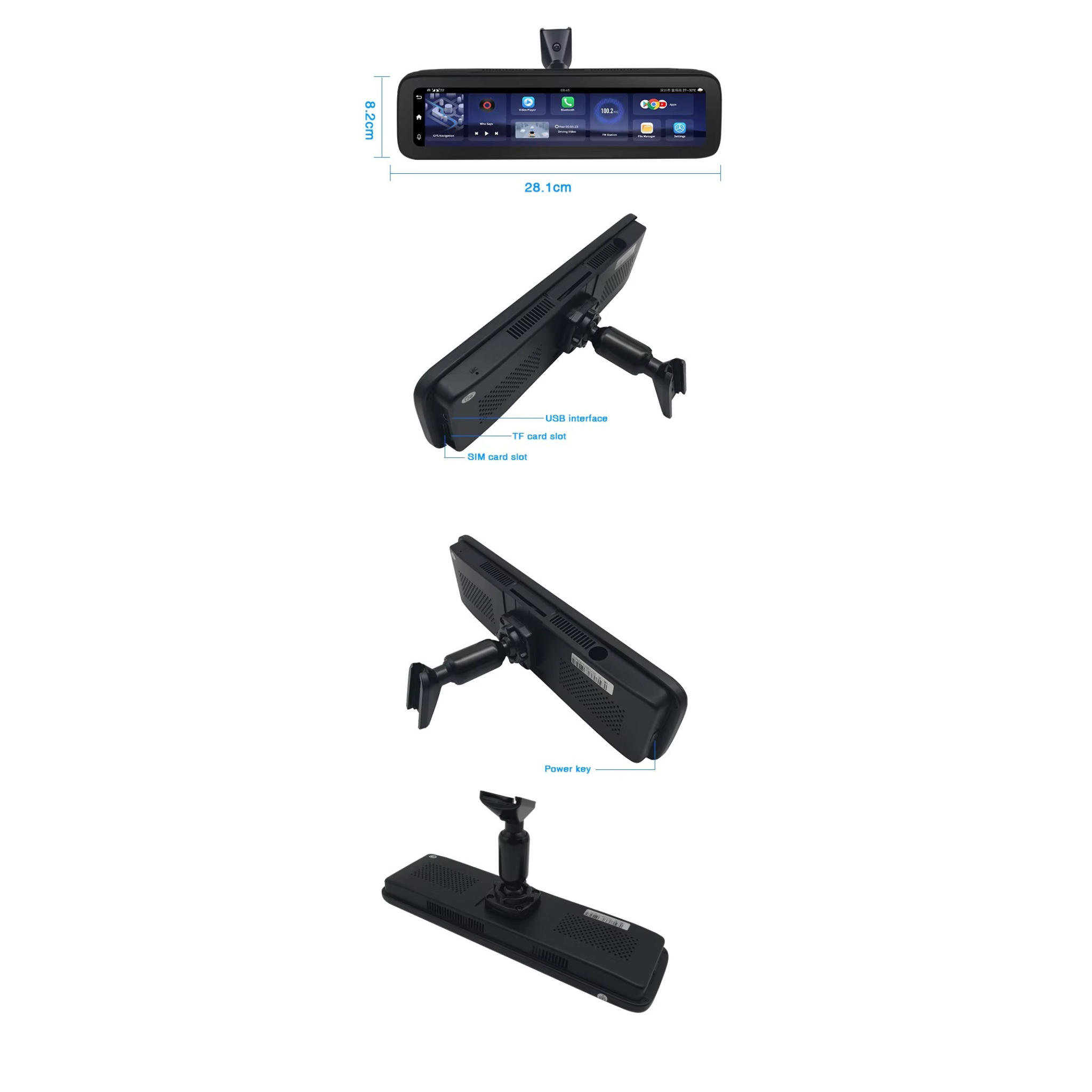 T88 4G Smart Mirror Dashcam – Android 10 | 11.26″ Touch IPS Screen | 4‑Channel Camera (Front+Left+Right+Rear) | 4G | GPS | ADAS | Two‑Way Talk | SOS