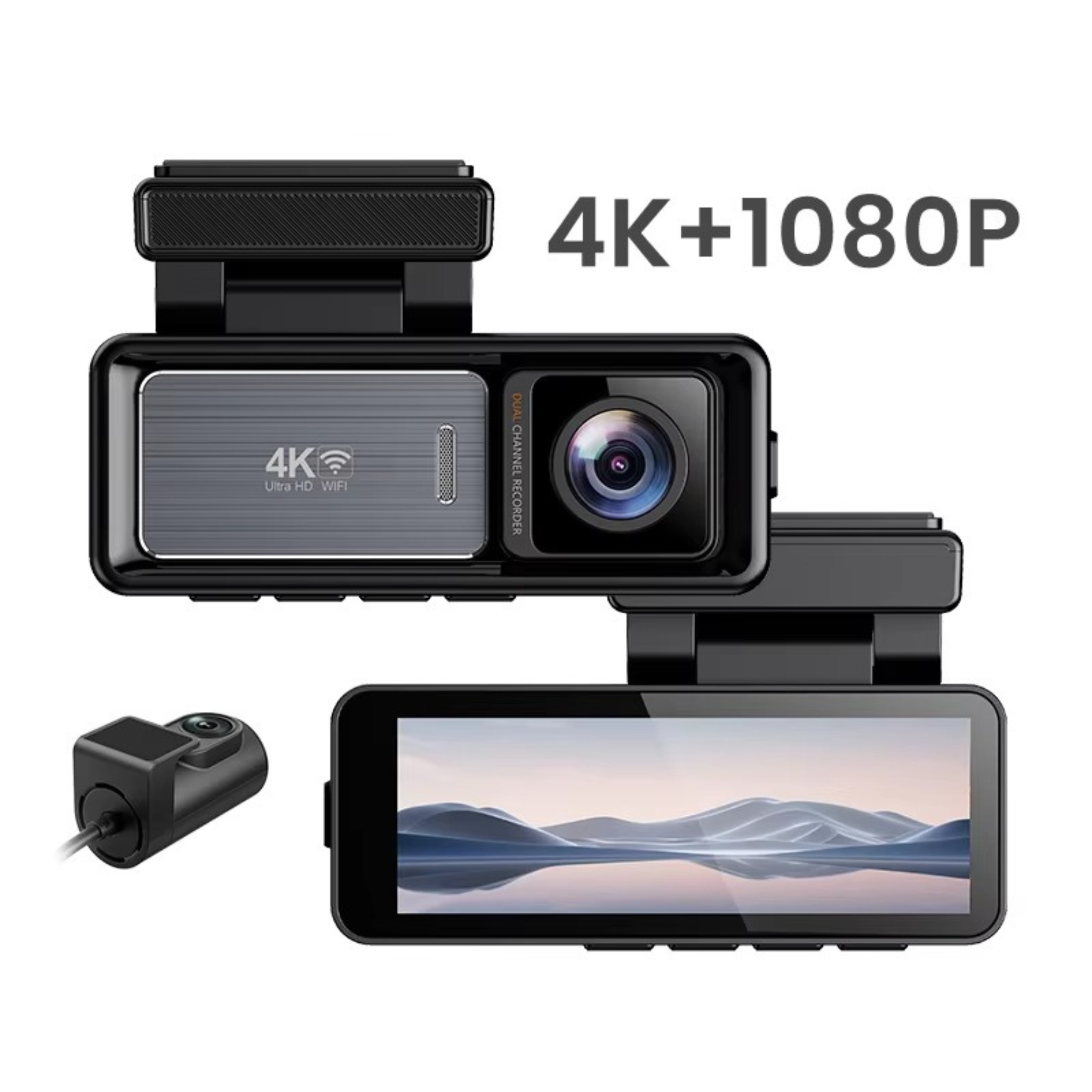 X20+GPS 4K Smart Dashcam – 4K Front + 1080P Rear | 1.3″ IPS Screen | WiFi + GPS | Parking Monitor | Supports 256GB | G‑Sensor & Loop Recording