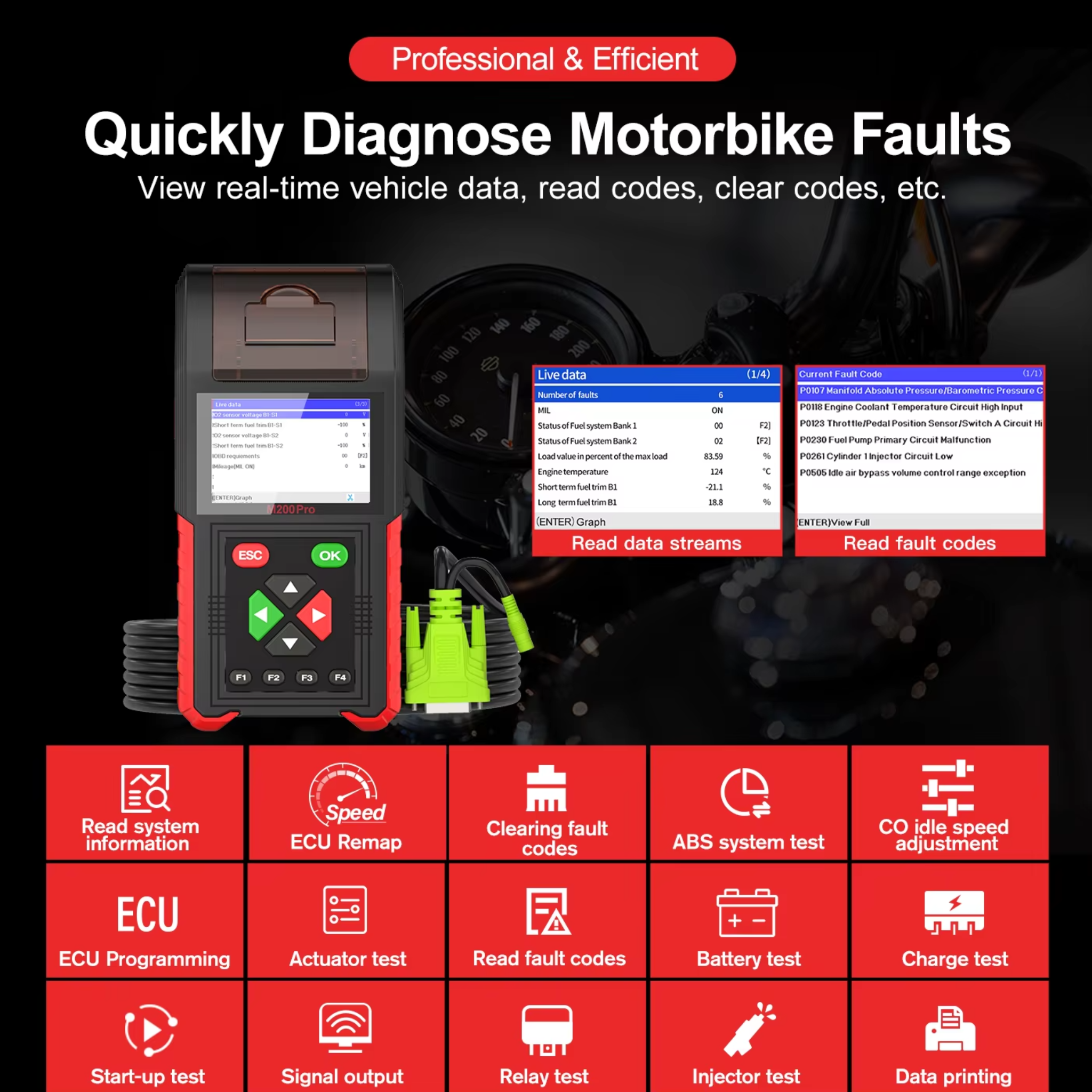 JDiag200 Pro Professional Car Diagnostic Tool | Full System OBD2 Scanner