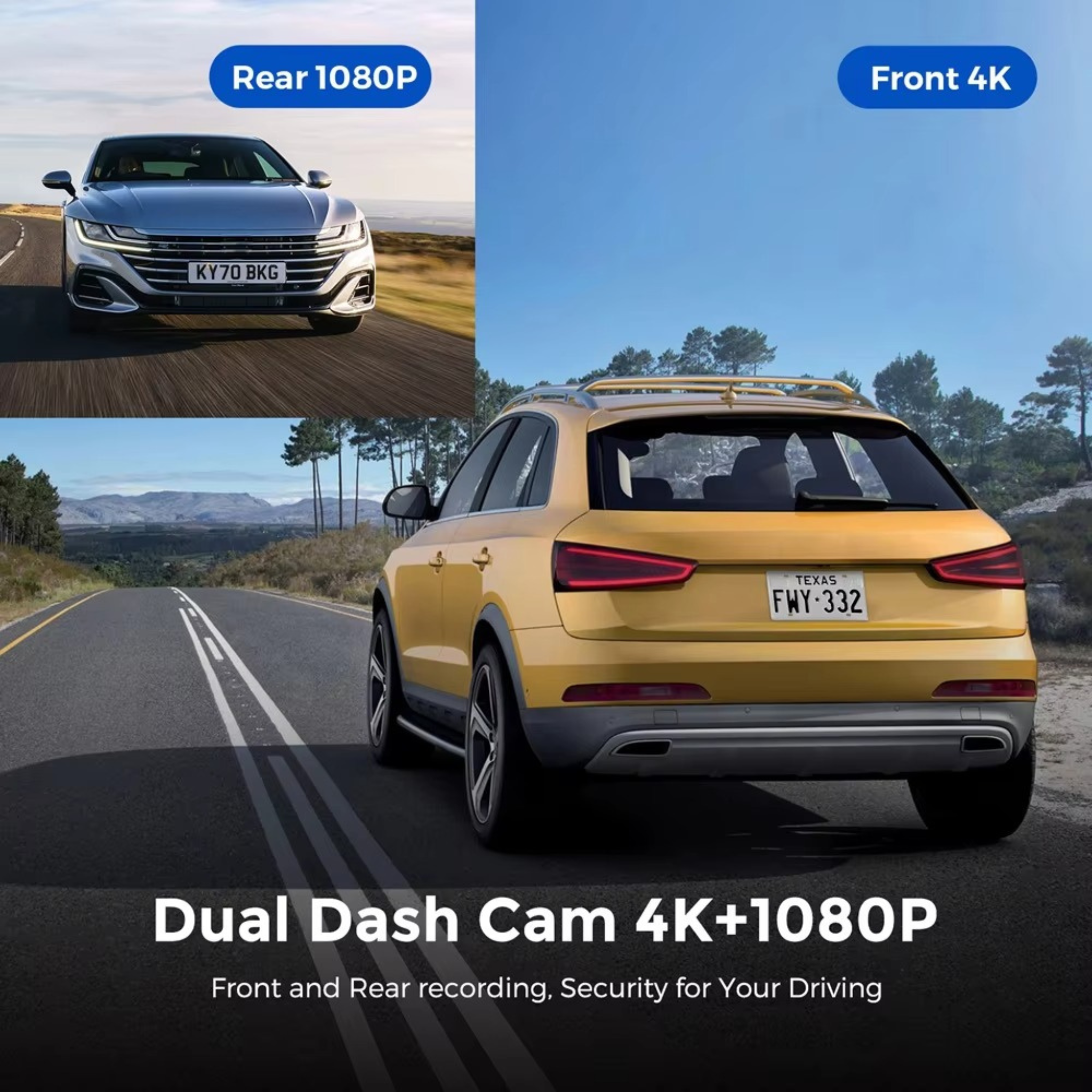 AK22 4K+1080P Dual Dash Cam | 2.5K Front + Full HD Rear | WiFi GPS Parking Monitor | 1.47″ IPS Screen | Loop Recording G‑Sensor | 128GB Support