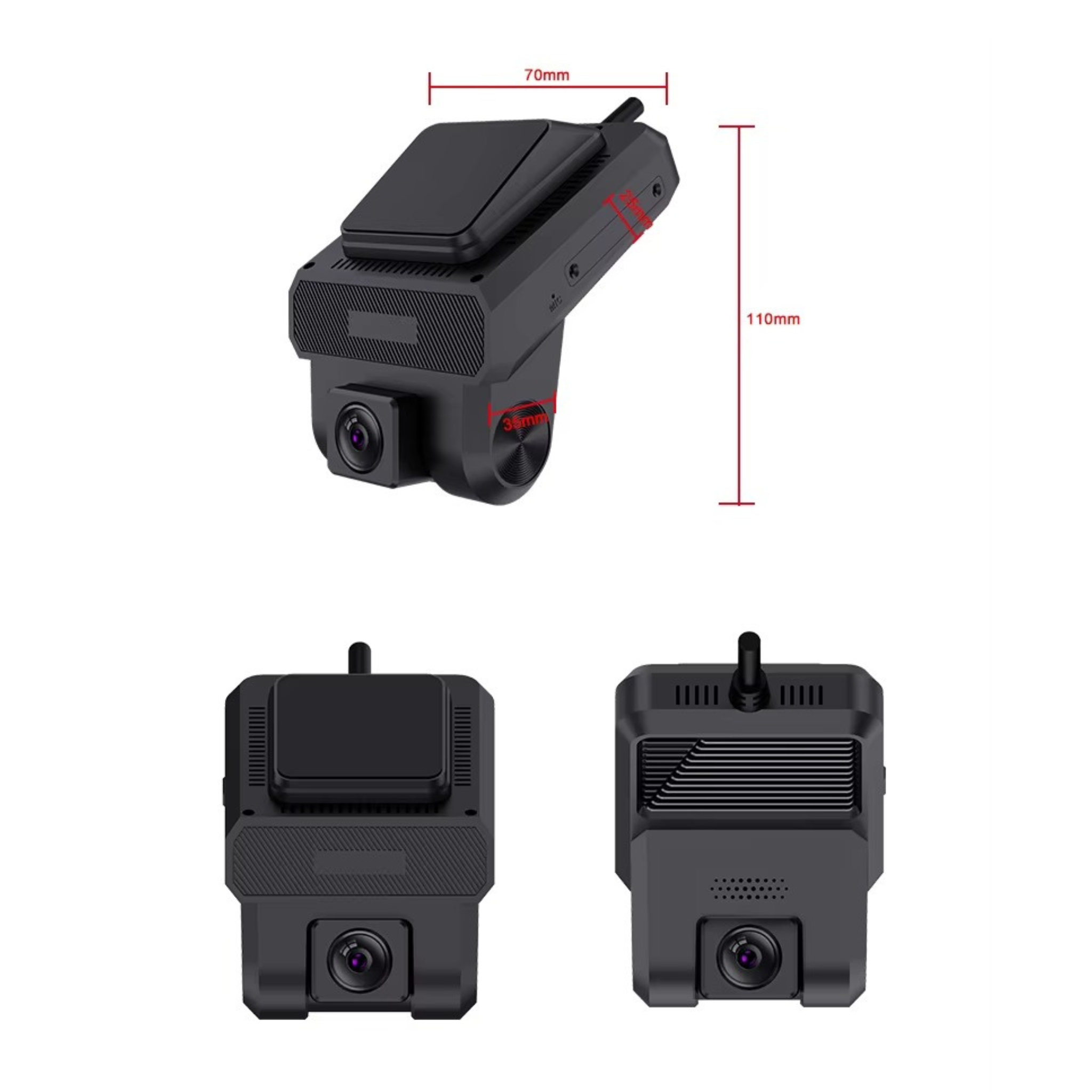 ZW3C 4G Smart Dashcam – 3‑Channel Recording (1080P Front + AHD 720P Interior Night Vision + AHD 720P Rear) | Two‑Way Talk | SOS Button | GPS+BeiDou | 128GB Support | Car Assist App | CMSV6/CMSV7 Ready