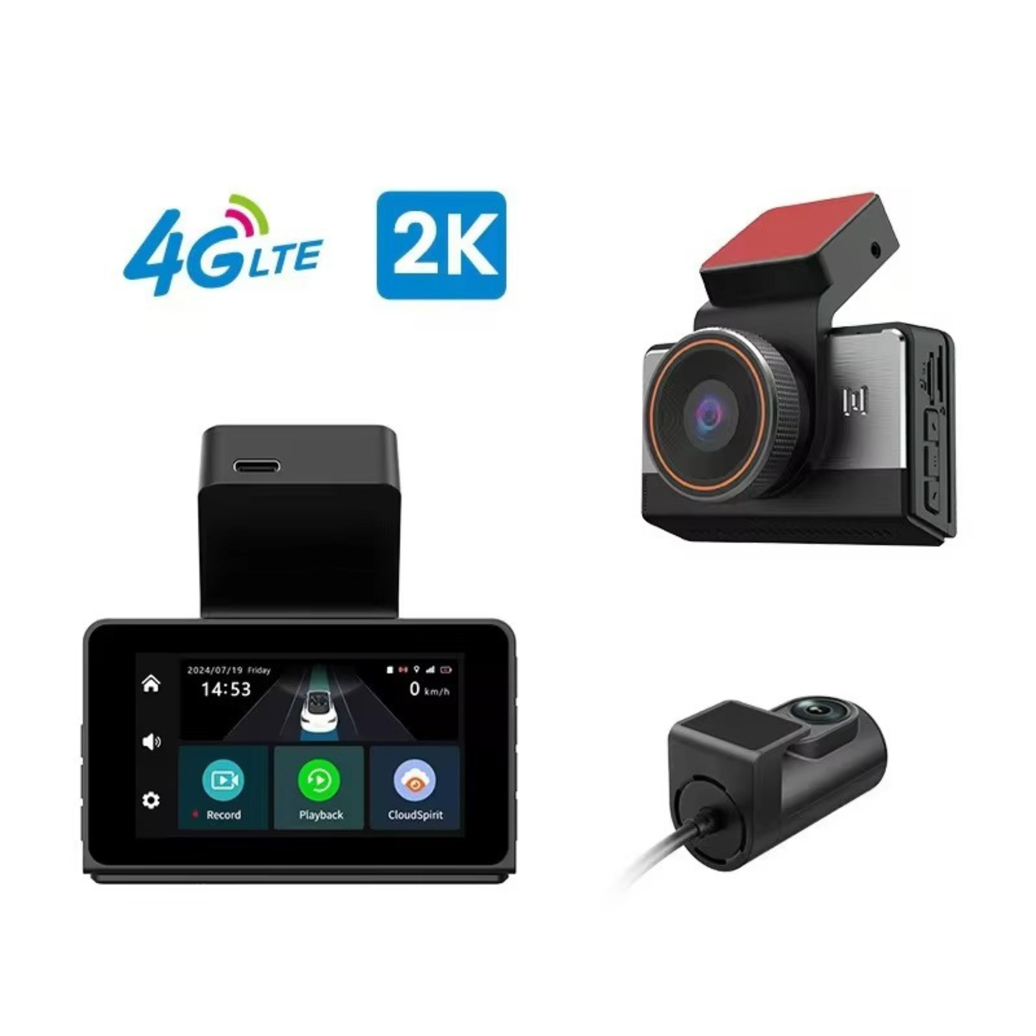 P83 4G Smart Dashcam – 2K Front + 720P Rear | 3″ LCD Screen | GPS Tracking | Remote File Check | Supports 128GB | Parking Monitor