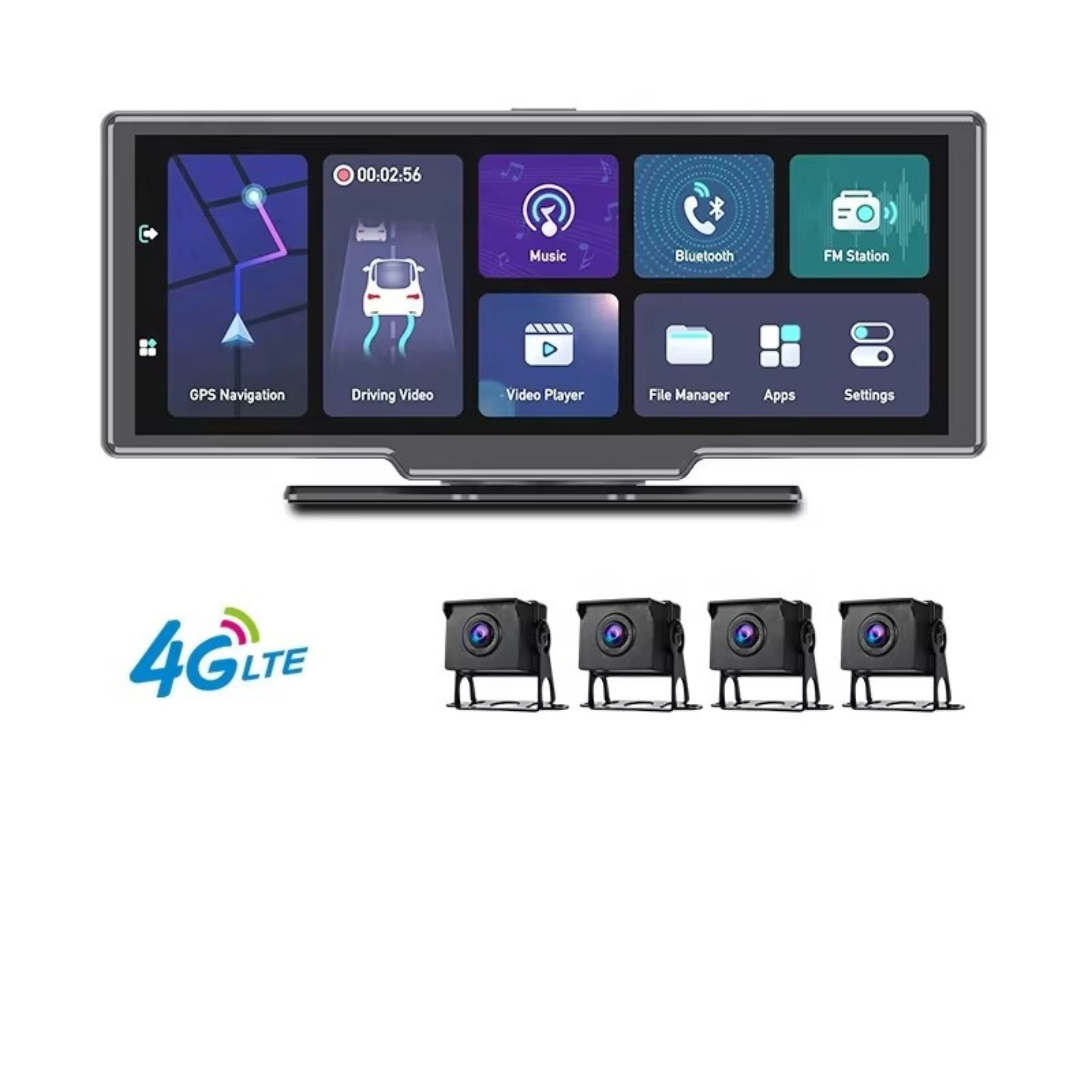 T88 4G Smart Mirror Dashcam – Android 10 | 11.26″ Touch IPS Screen | 4‑Channel Camera (Front+Left+Right+Rear) | 4G | GPS | ADAS | Two‑Way Talk | SOS