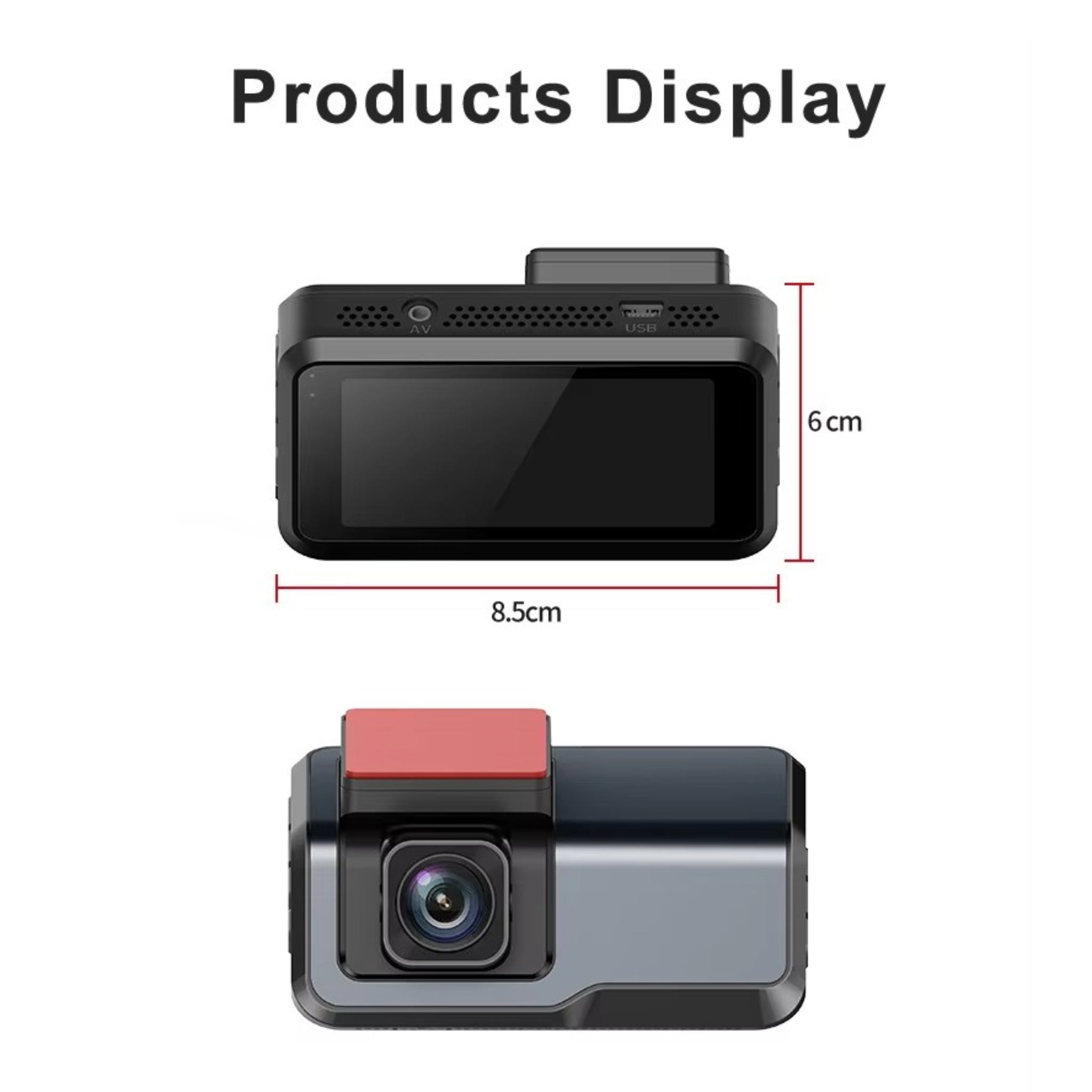V6 Smart Dashcam – 3″ Screen | Dual Camera (1080P Front + 720P Rear) | F2.0 Lens | Reverse Parking Support | Loop Recording & G‑Sensor | Up to 32GB