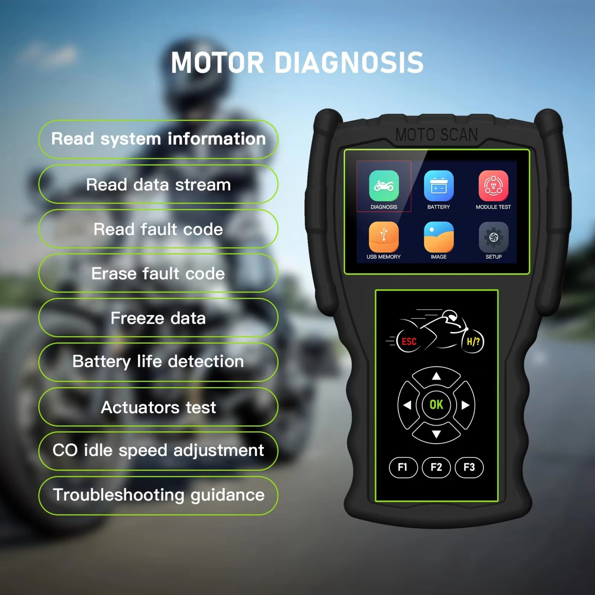 JDiag M100 Pro Motorcycle Diagnostic Tool | Bike Scanner & OBD2 Reader