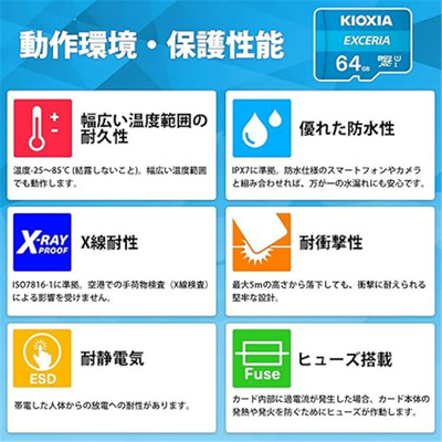 64GB Kioxia TF Memory Card – UHS-I Class 10 MicroSD Card, Up to 100MB/s