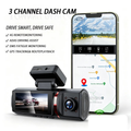 🚀 JSD 3‑Channel AI 4K Driving Recorder – 4K Front + 1K Indoor + 1K Rear | ADAS | DMS | GPS | 24/7 Parking Monitor
