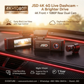 JSD 4K 4G Live Dashcam with GPS & 1080P Rear Camera – Dual Dash Cam with Night Vision